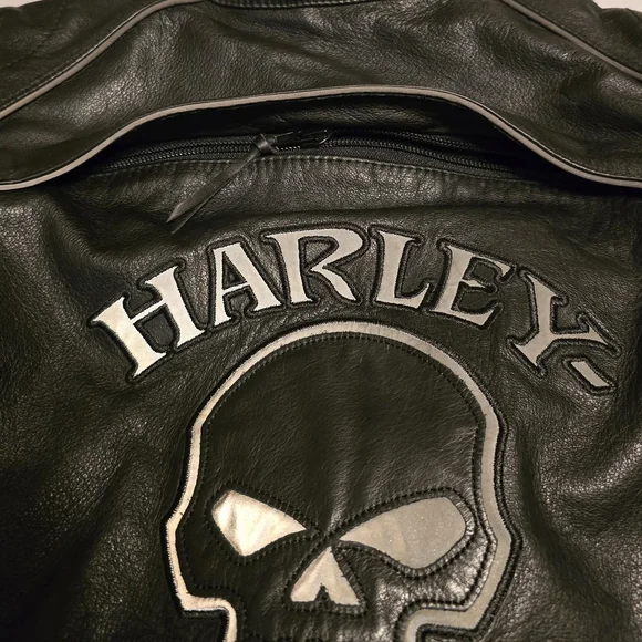 Women's Harley-Davidson Black Leather Jacket With Reflective Logos - Picture 12 of 12